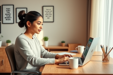 A person using a laptop to earn money online quickly and easily.