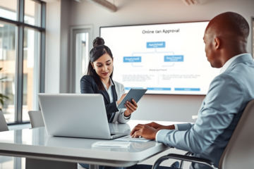 Illustration showcasing the simplicity of online approval processes in finance.