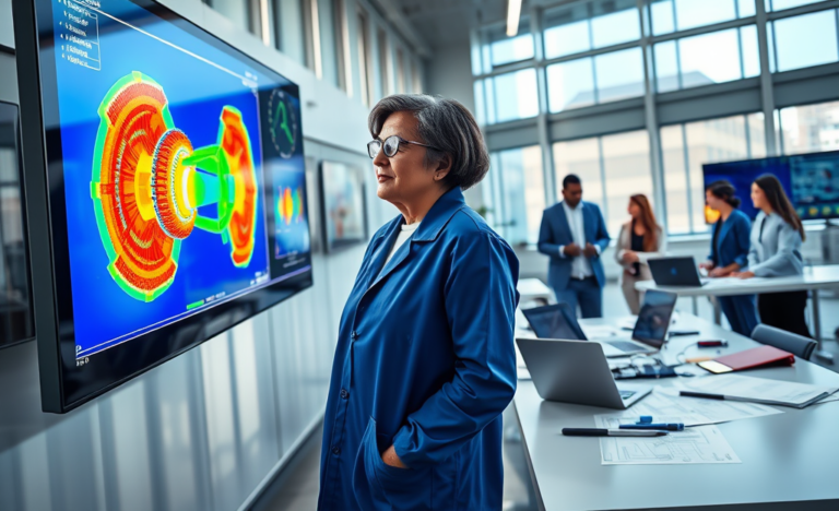 An engineer using simulation software to analyze designs in real-time.