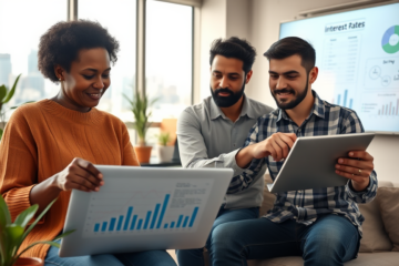 A financial graph showing the fluctuation of interest rates and their impact on savings and loans.