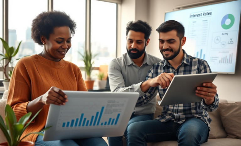 A financial graph showing the fluctuation of interest rates and their impact on savings and loans.
