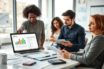 A person reviewing loan options with a calculator and financial documents.