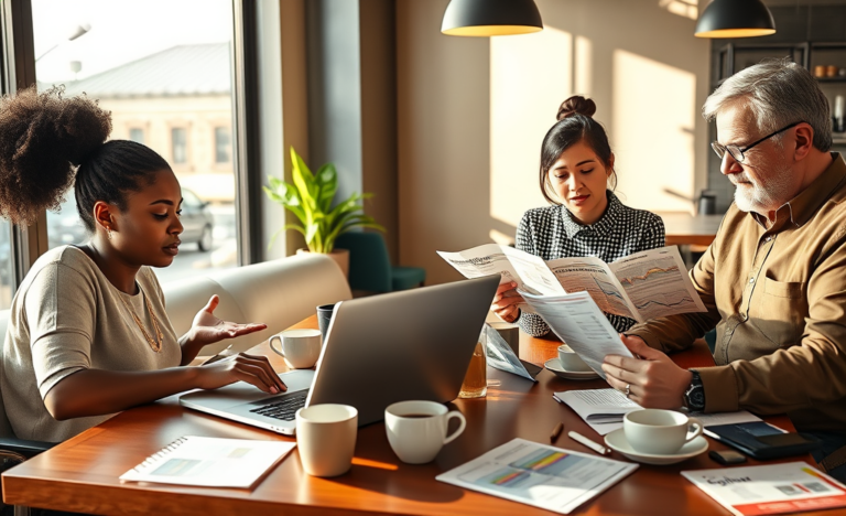 A person reviewing their credit report and discussing strategies to improve credit score