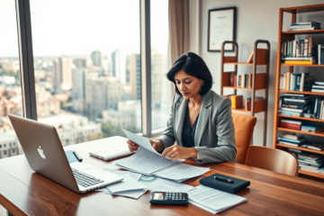 A person reviewing documents to request a loan safely.