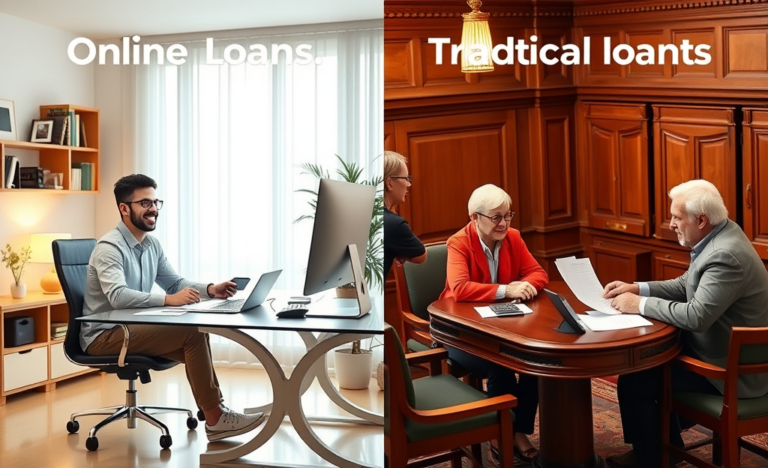 An infographic depicting the differences between online and traditional loans.