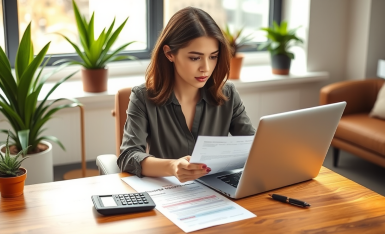 A person reviewing a credit offer document with a calculator.